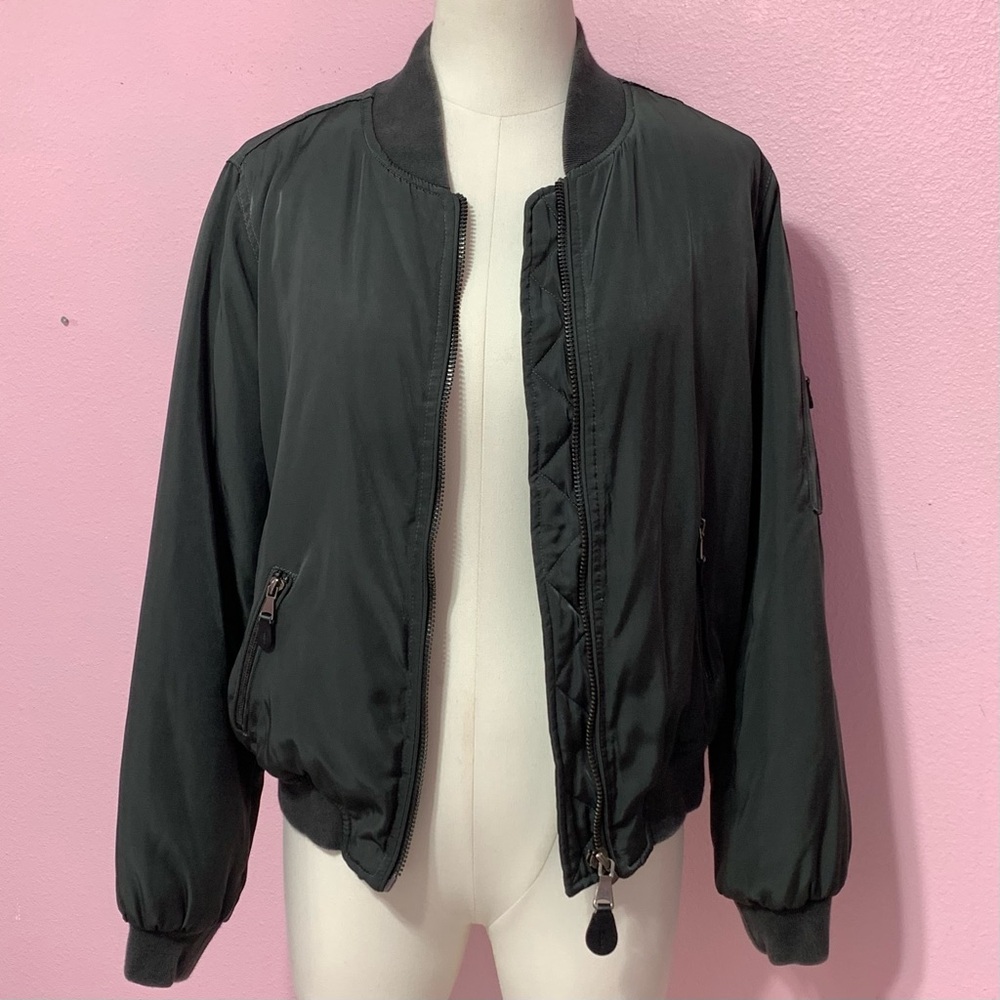 Kendall & Kylie Charcoal Bomber Puffer Jacket - Picture 2 of 10
